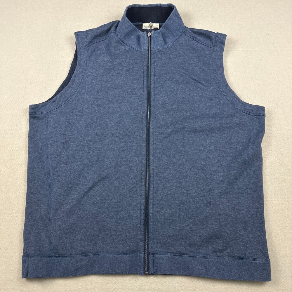 Tommy Bahama Vest Men 3XL Tall Blue Full Zip Reversible Sleeveless Jacket 3XLT